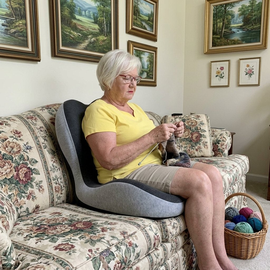 A CELINVA customer sitting on the cushion at home