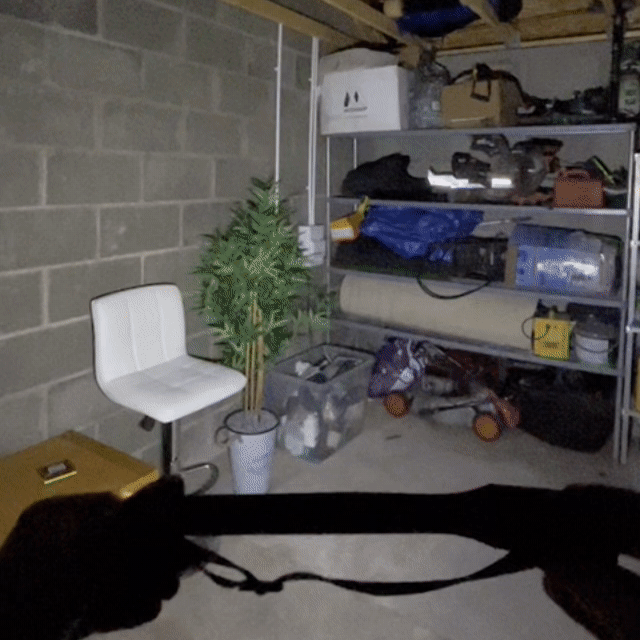 Celinva Wide-Beam Headlamp lighting a dark garage